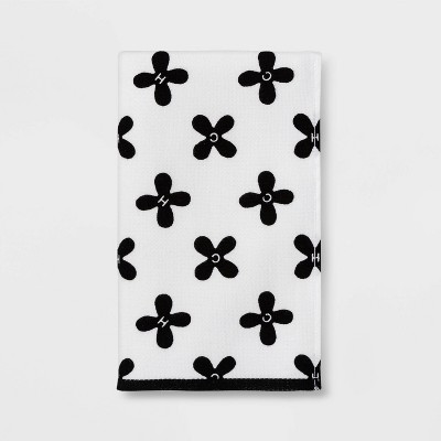 black and white patterned towels