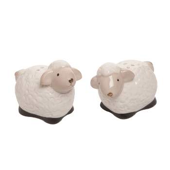 Transpac Easter Wool Lamb Ceramic Salt and Pepper Shakers Collectables White 2.56 in. Set of 2