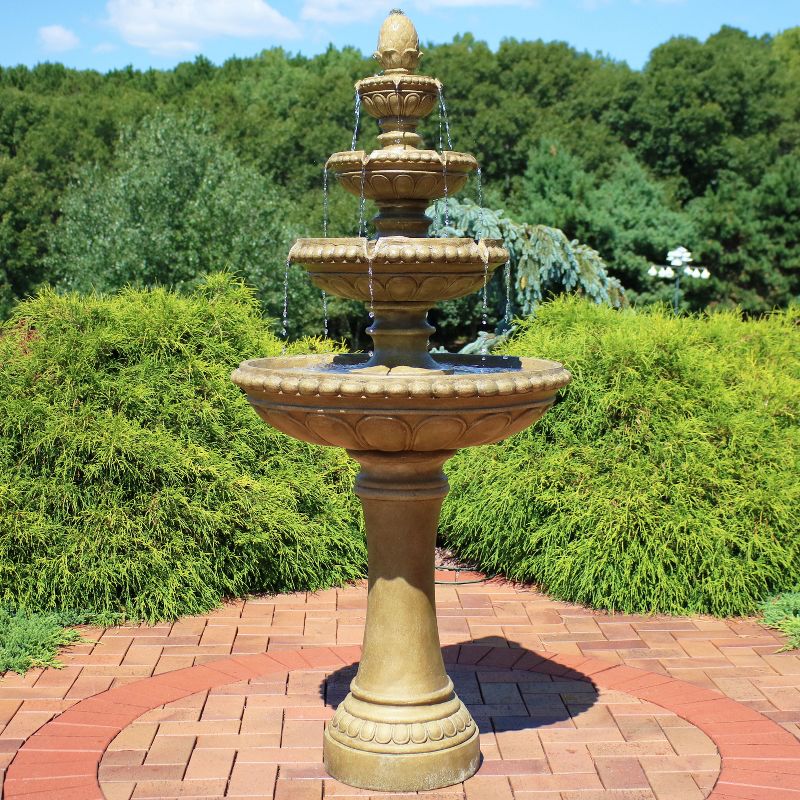 Sunnydaze 65"H Electric Resin and Concrete 4-Tier Eggshell Edge Outdoor Water Fountain with LED Lights, 3 of 14