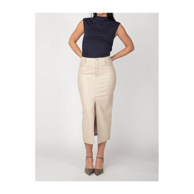 Women's FAUX LEATHER MIDI SKIRT - BLACK TAPE