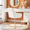 VECELO Modern PU Leather Accent Chair, Vanity Makeup Chair with Gold Metal Frame, Upholstered Armchair for Living Room or Bedroom, White - 3 of 4