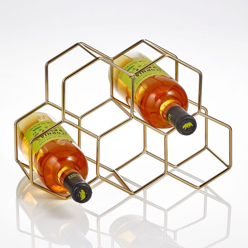 mDesign Honeycomb 5 Bottle Wine Rack for Kitchen Counter or Fridge, 2 of 6