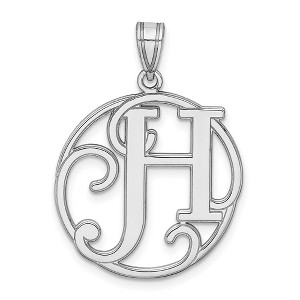 Black Bow Jewelry Rhodium Plated Sterling Silver Fancy Script Initial A-Z Pendant, 20mm - 1 of 4