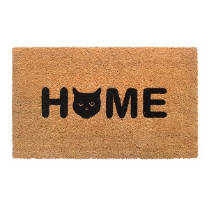 RugSmith Black Machine Tufted Home Cat Face Doormat - 1 of 4