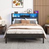 CAVINAS Twin/Full/Queen Size Metal Platform Bed Frame with Wooden Storage Headboard,No Box Spring Needed - 2 of 4