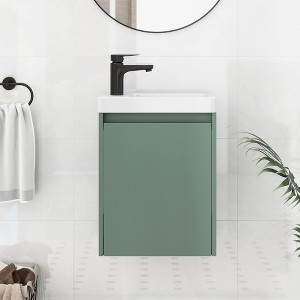 Bathroom Vanity with Ceramic Sink, Wall Mounted Floating Bathroom Vanity with Soft-Close Door, Modern Bathroom Storage Cabinet - 1 of 4