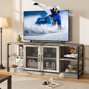 Farmhouse TV Stand for 65/75 inches TVs, Entertainment Center with Storage Cabinet and Mesh Doors, Industrial TV Media Console Cabinet Table - 1 of 4