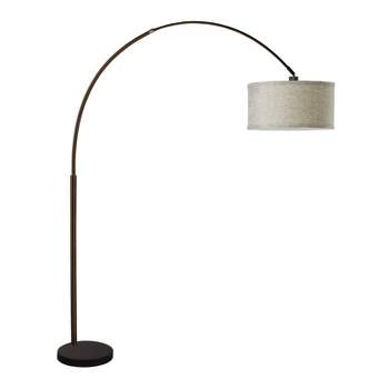 FC Design Modern 81" Tall Standing Adjustable Arched Floor Lamp with Drum Shade and Marble Base