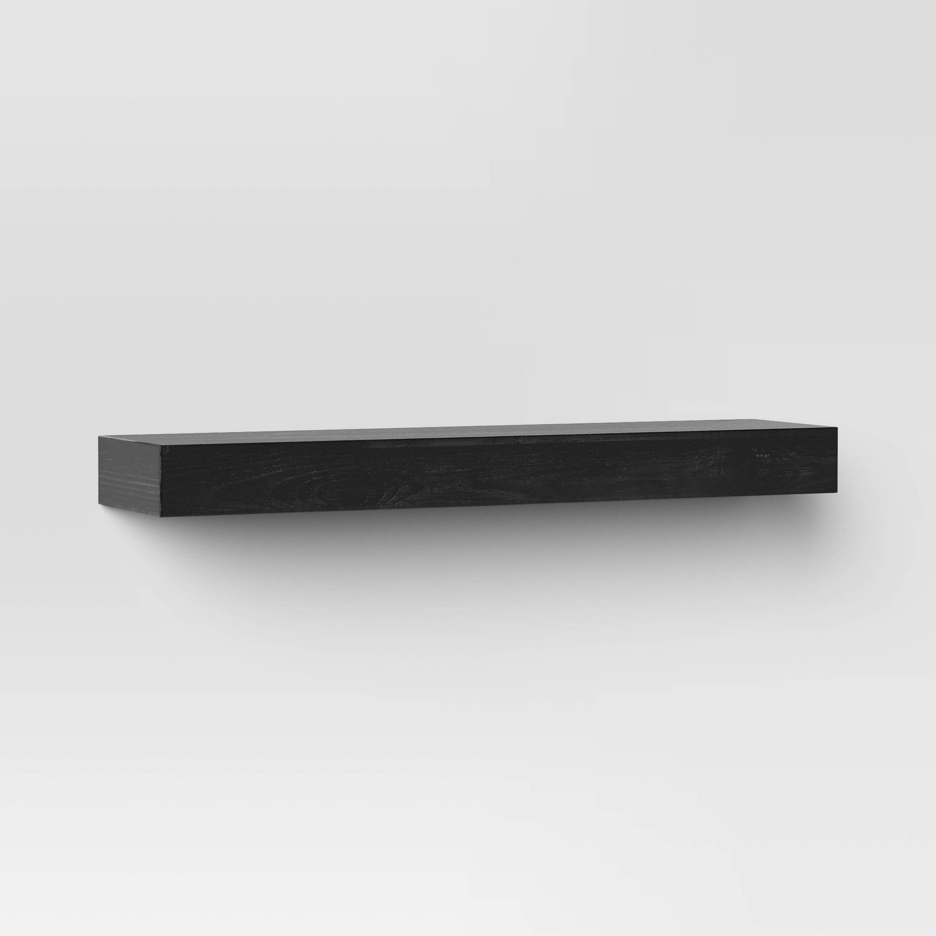 24" Floating Light Wood Shelf Black - Threshold™: Painted Wall-Mounted Storage, Includes Anchors & Brackets