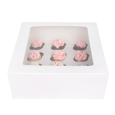 O'creme White Window Cake Box With 12 Mini-cupcake Inserts, 10 X 10 X 4  - Pack Of 5 : Target