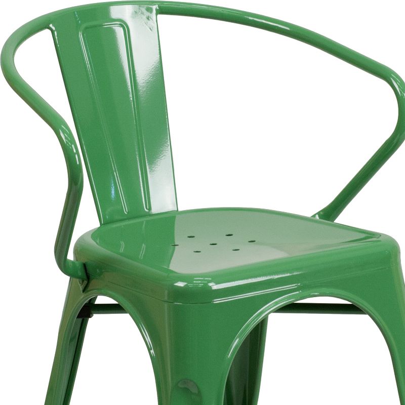 Emma and Oliver Commercial Grade Colorful Metal Indoor-Outdoor Chair with Arms, 5 of 11