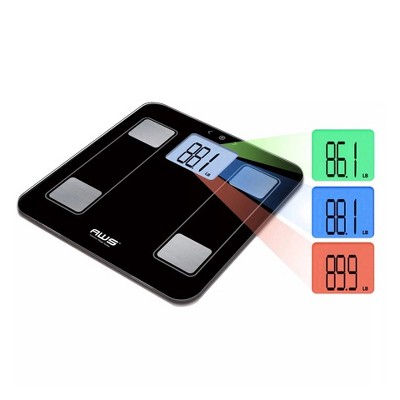 Black Digital Body Analysis Bathroom Scale with Stainless Steel Sensors