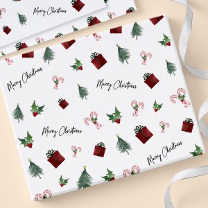 Personalization Mall Watercolor Christmas Icons Wrapping Paper Roll - 1 of 4