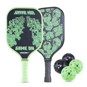 Minecraft 7-Piece Pickleball Set - 2 Wood Paddles, 4 Pickleballs & Carry Bag Case - 1 of 4