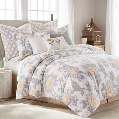 Full White Cotton Reversible Duvet with Floral Design