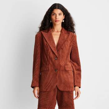 Women's Long Sleeve Notched Collar Cord Blazer - Future Collective™ with Reese Blutstein Rust
