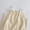 MyKids-Usa Summer Arrival Baby Girls Sleeveless Color Patchwork Lace Decorated Strap Onesies - 2 of 4