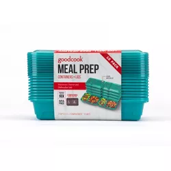 GoodCook Meal Prep 2 Compartment Large Rectangle Dark Teal Containers + Lids - 10ct