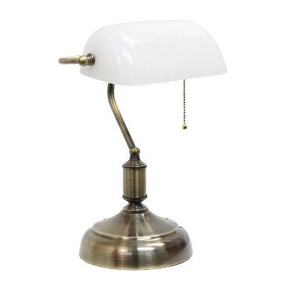 Executive Banker's Desk Lamp With Glass Shade White - Simple Designs :  Target