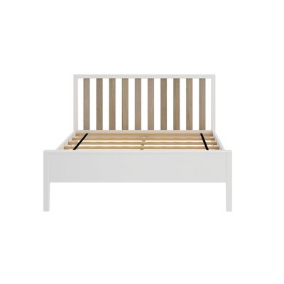 Max & Lily Full-Size White and Blonde Pine Bed with Slatted Headboard