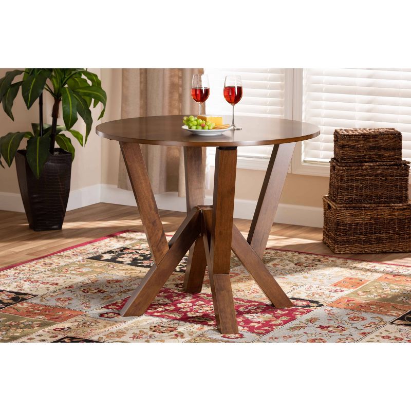 35" Irene Wide Round Wood Dining Table - Baxton Studio, 6 of 8