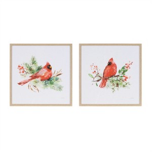 Framed Winter Cardinal Print Under Glass (Set of 2) - 1 of 3