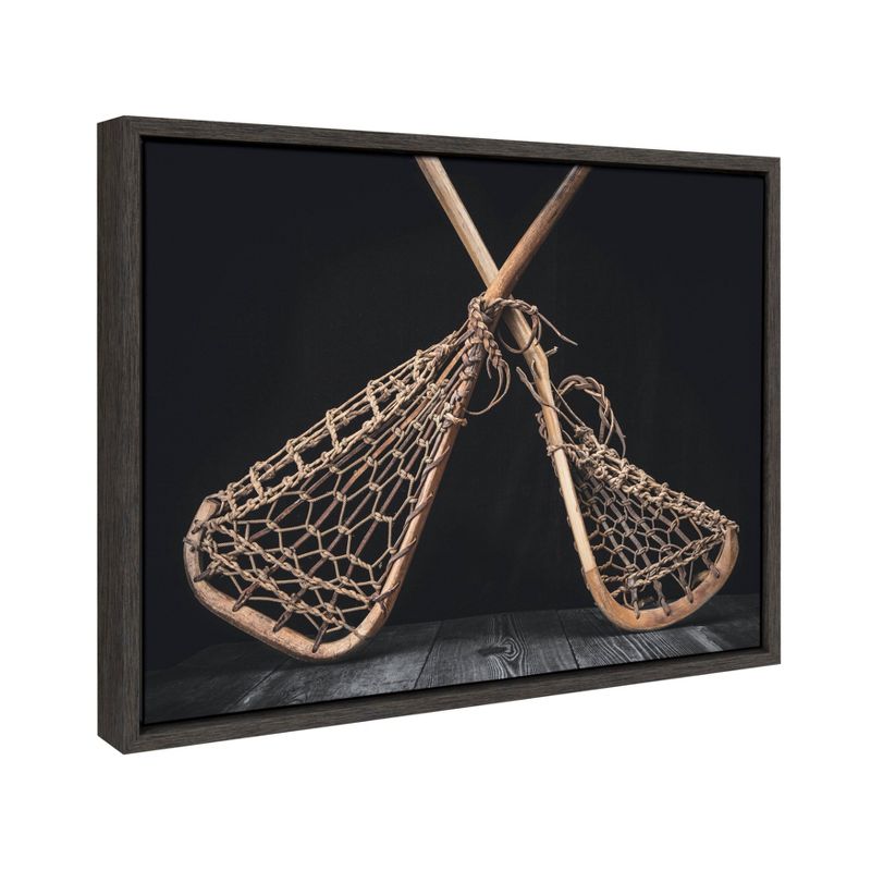 18&#34; x 24&#34; Sylvie Lacrosse Sticks Framed Canvas by Shawn St. Peter Gray - DesignOvation, 3 of 10