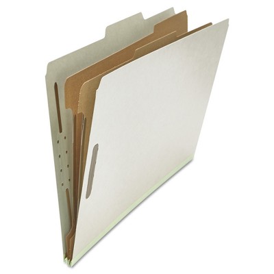 Universal Pressboard Classification Folder, Letter, Six-Section, Gray, 10/Box