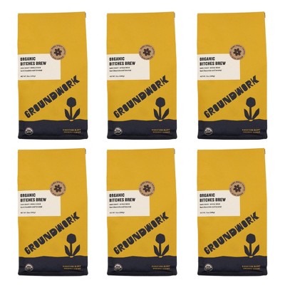 Groundwork Organic Bitches Brew Dark Roasted Coffee - Case Of 6/12 Oz ...