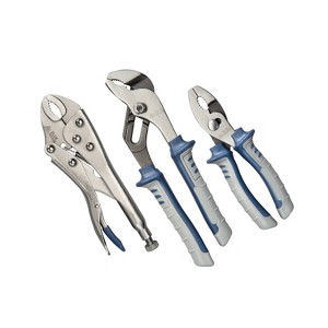 Blue Ridge Tools 3pc Household Plier Set: Steel Slip Joint, Tongue & Groove, Locking Pliers Tools, 1 Year Warranty - 1 of 4