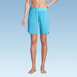 Lands' End Women's 9" Quick Dry Elastic Waist Modest Board Shorts Swim Cover-up Shorts with Panty - 1 of 4