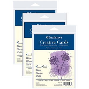 Strathmore Creative Cards & Envelopes, Ivory with Deckle Edge, Full Size, 5x6.875 inch, 6 Per Pack, 3 Packs - 1 of 4