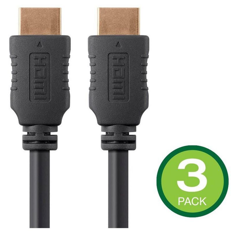Monoprice HDMI Cable - 10 Feet - Black (3 Pack) High Speed, 4K@60Hz, HDR, 18Gbps, YCbCr 4:4:4, 28AWG, Compatible with UHD TV and More - Select Series, 1 of 7