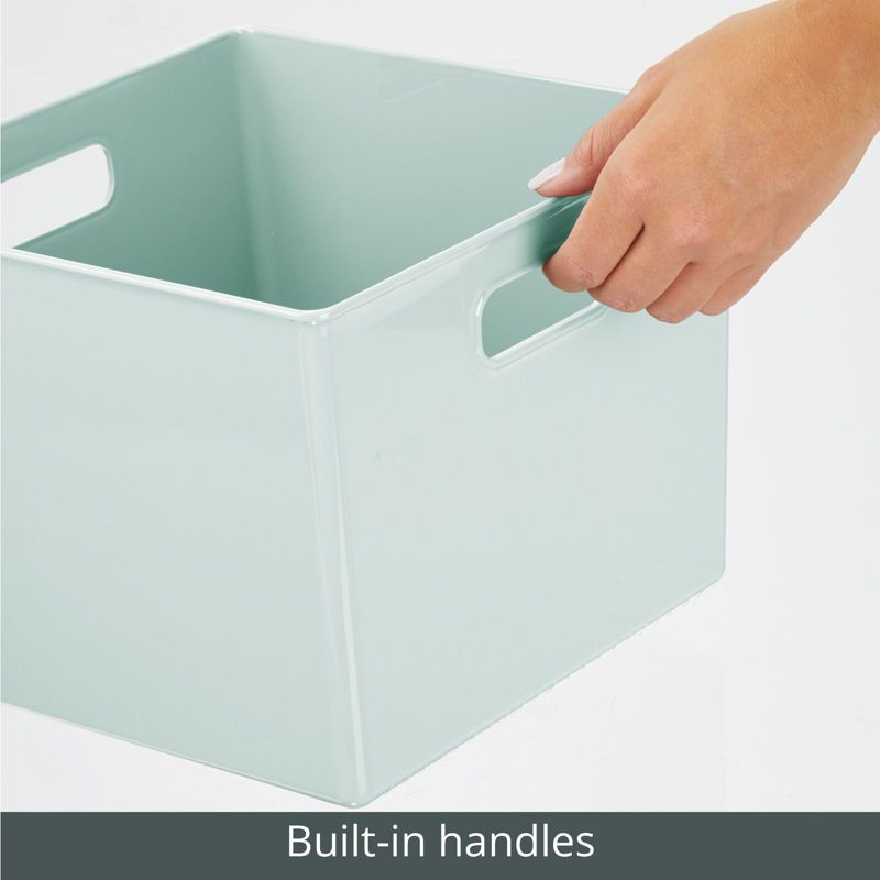 mDesign Plastic Deep Home Storage Organizer Bin with Handles, 4 Pack, 5 of 10