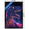 Trends International Wumples - Neon Dinosaur Framed Wall Poster Prints - 3 of 4