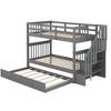 TiramisuBest Twin-Over-Twin Bunk Bed w/ Trundle, Gray, Solid Wood, 94x43x63 inches, 205 lbs, Bedroom & Dorm - 3 of 4