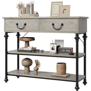 Small Entryway Console Table with 3 Drawers, Narrow Sofa Table with Storage Shelves for Living Room, Hallway, Bedroom - 1 of 4