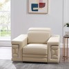 HomeRoots 47" Beige and Silver Genuine Leather Club Chair - 2 of 4