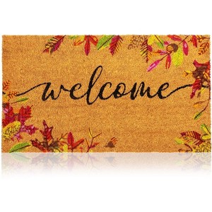 Juvale Natural Coir Welcome Door Mat, Autumn Leaves Fall Decor, 30x17 Inches - 1 of 4