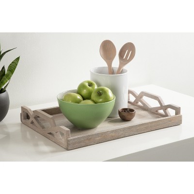 Grassley Whitewash Handcrafted Mango Wood Decorative Tray 19x13