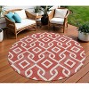 Red And Ivory Geometric Washable Indoor Outdoor Area Rug - 2 of 4
