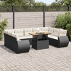 vidaXL 10 Piece Patio Sofa Set with Cushions Black Poly Rattan - Black and Cream Table + 4x Corner + 5x Middle - 2 of 4