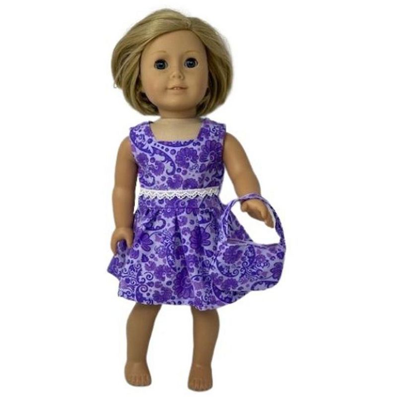 Doll Clothes Superstore Pretty Purple Dress With Purse Fits 18 Inch Girl Dolls Like American Girl Our Generation My Life Dolls, 3 of 5