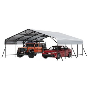 Oversized Metal Garage with Galvanized Steel Roof for All Weather, Carports for Car, Boats and Tractor - 1 of 4