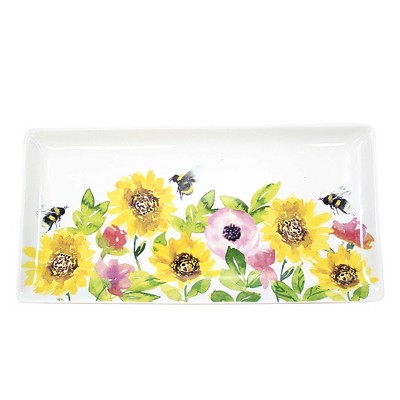 Abbott Collection 5.0 Inch Sunflowers & Bees Platter Spring Summer ...