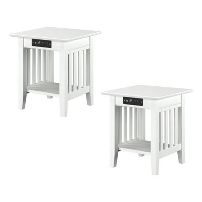 AFI Furnishings Mission End Table Set of 2 with Charger WH