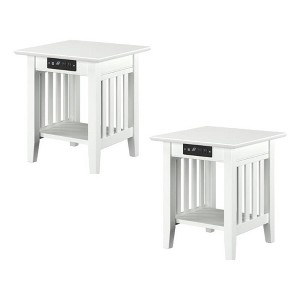 AFI Furnishings Mission End Table Set of 2 with Charger WH - 1 of 4