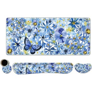 Large Mouse Pad Desk Pad Set, Wrist Rest Support Desk Mat for Keyboard and Mouse, 4PCS 35.4”x15.7 XXL Giant Mouse Pad - 1 of 4