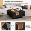 Lirago Expandable Sliding High Gloss Walnut Coffee Table with Hidden Storage Extendable Cocktail Table Modern Living Room Center Table 31.4" Black - 4 of 4