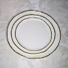 Jiallo 8.5" Simplicity Collection White Porcelain Gold Trim Freestyle Round Dessert Plate - 2 of 4